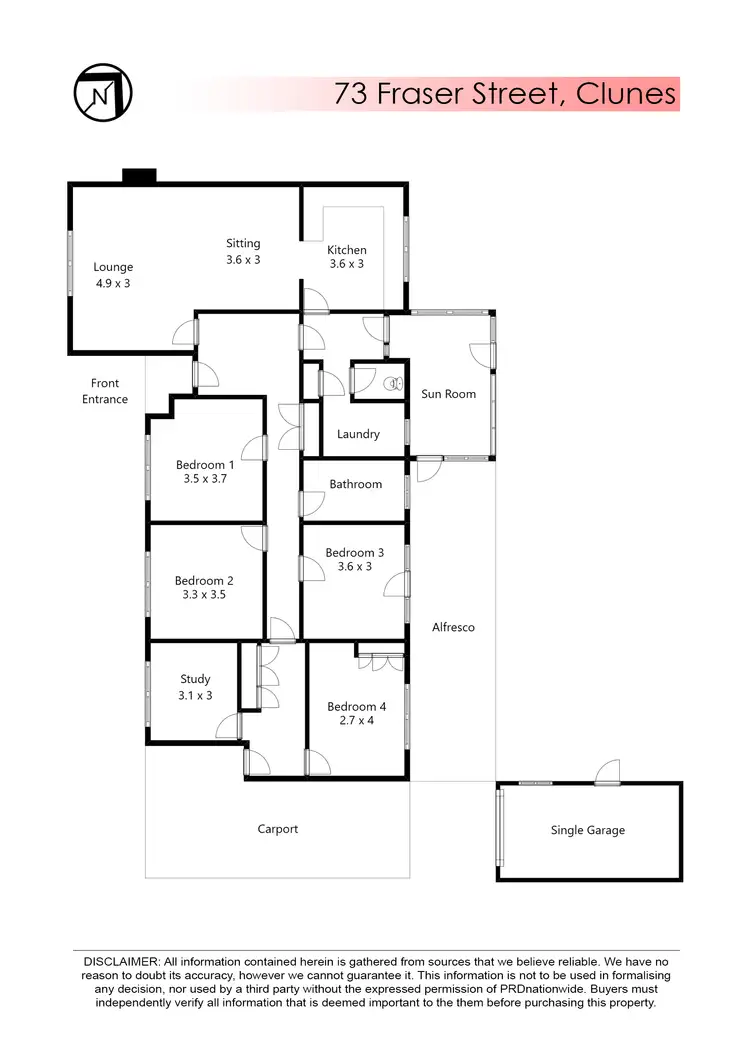 Floorplan of Homely house listing, 73 Fraser Street, Clunes VIC 3370