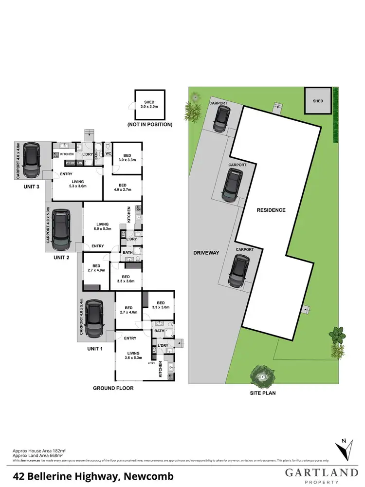 Floorplan of Homely block of units listing, 1-3/42 Bellarine Hwy, Newcomb VIC 3219