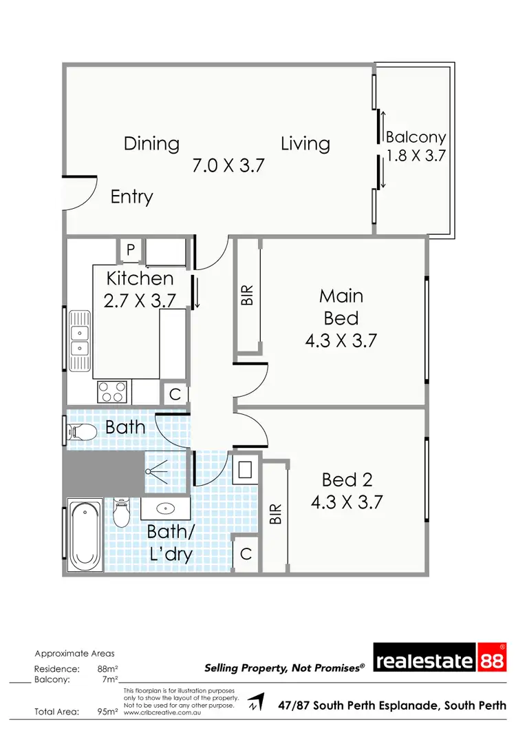 Floorplan of Homely apartment listing, 47/87 South Perth Esplanade, South Perth WA 6151