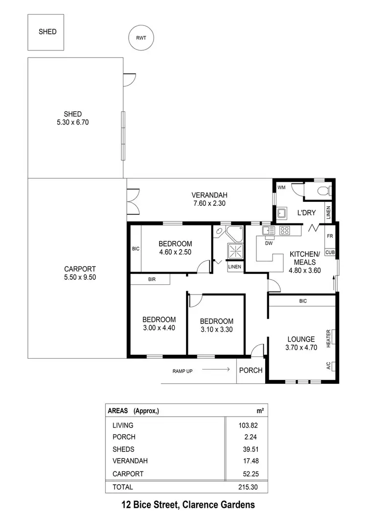 Floorplan of Homely house listing, 12 Bice Street, Clarence Gardens SA 5039