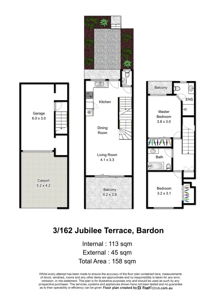 Floorplan of Homely townhouse listing, 3/162 Jubilee Terrace, Bardon QLD 4065