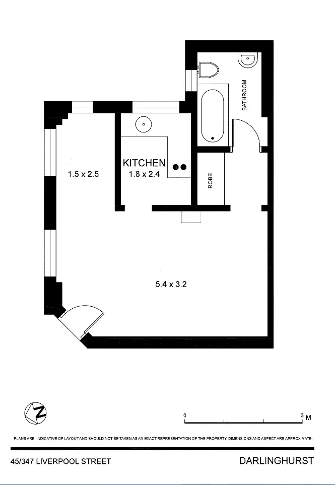 Floorplan of Homely studio listing, 45/347 Liverpool Street, Darlinghurst NSW 2010