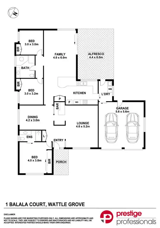 Floorplan of Homely house listing, 1 Balala Court, Wattle Grove NSW 2173