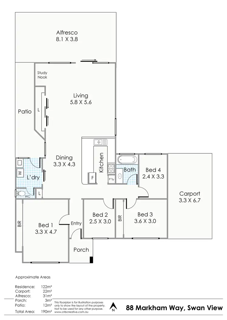 Floorplan of Homely house listing, 88 Markham Way, Swan View WA 6056