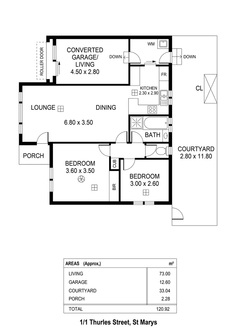 Floorplan of Homely unit listing, 1/1 Thurles St, St Marys SA 5042
