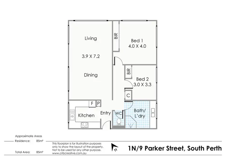 Floorplan of Homely unit listing, 1N/9 Parker Street, South Perth WA 6151