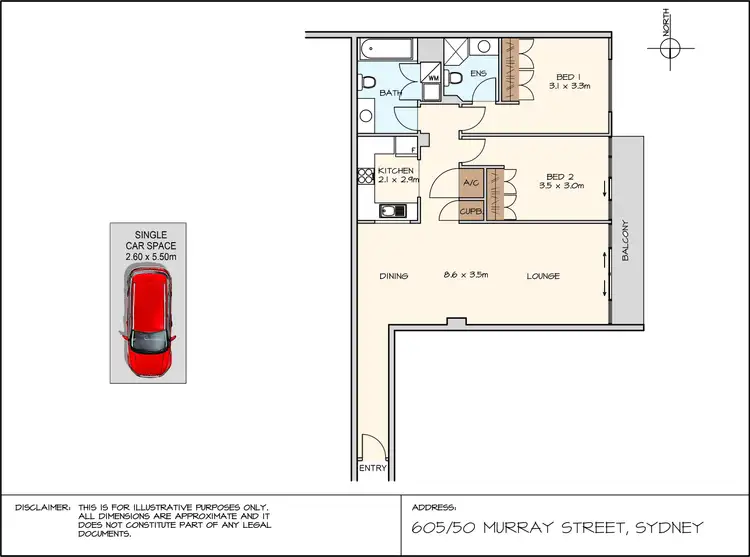 Floorplan of Homely apartment listing, 605/50 Murray Street, Sydney NSW 2000