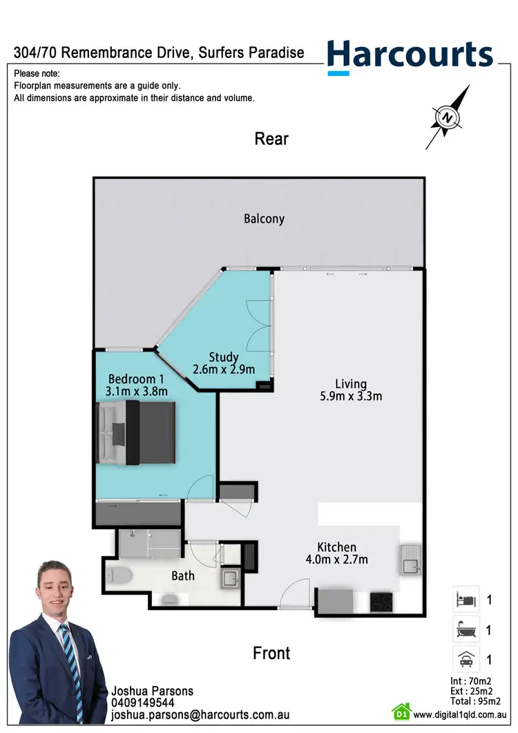 Floorplan of Homely unit listing, 304/70 Remembrance Dr, Surfers Paradise QLD 4217
