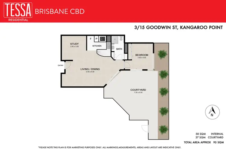 Floorplan of Homely apartment listing, 3/15 Goodwin Street, Kangaroo Point QLD 4169