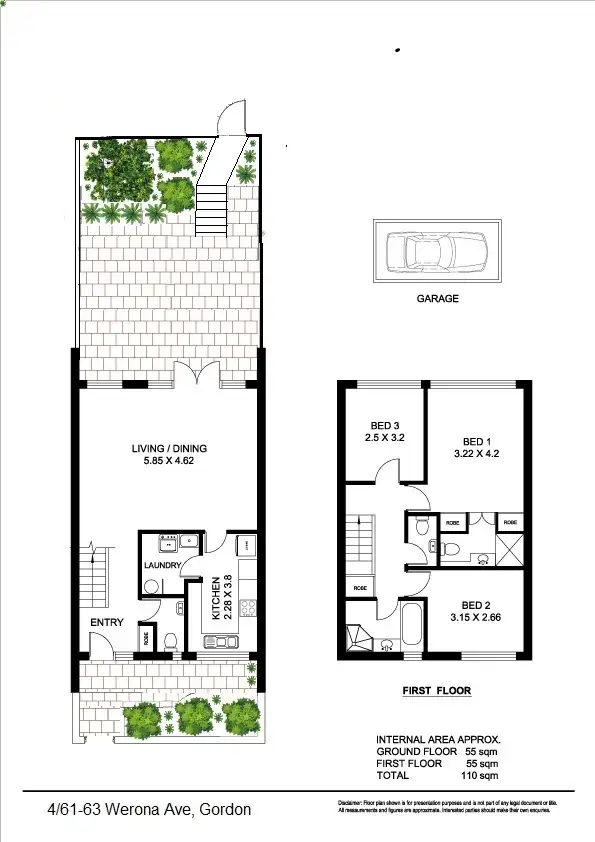 Floorplan of Homely townhouse listing, 4/61-63 Werona Avenue, Gordon NSW 2072