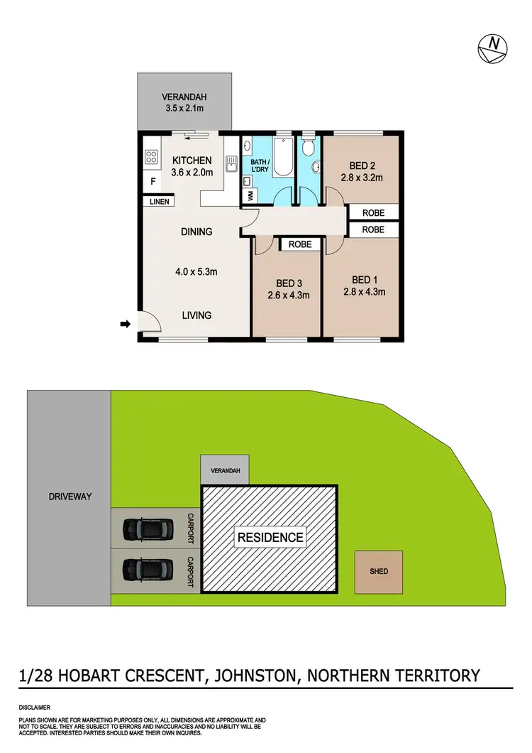 Floorplan of Homely unit listing, 1/28 Hobart Crescent, Johnston NT 832