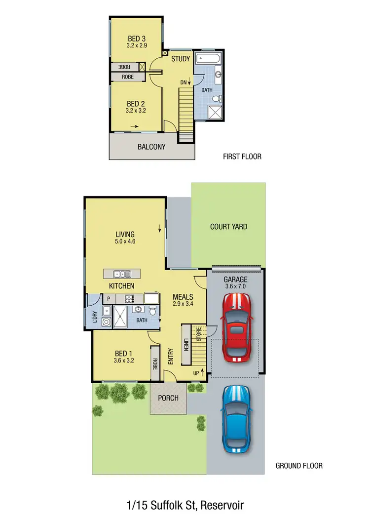 Floorplan of Homely townhouse listing, 1/15 Suffolk Street, Reservoir VIC 3073