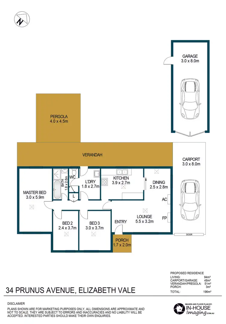 Floorplan of Homely house listing, 34 Prunus Avenue, Elizabeth Vale SA 5112