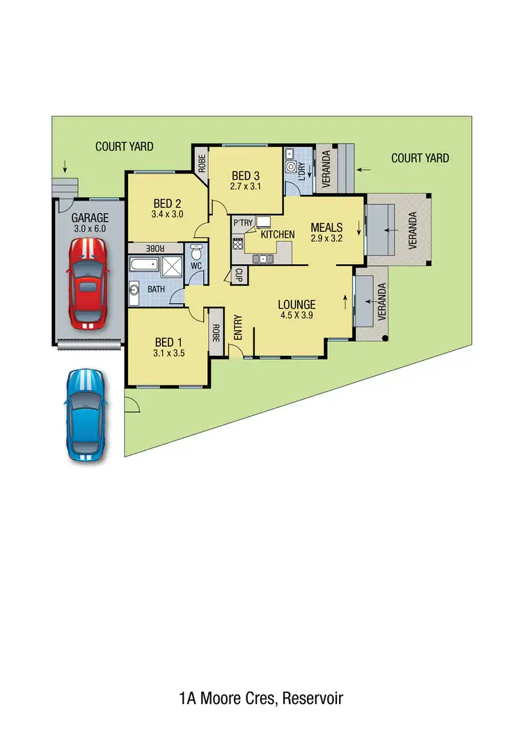Floorplan of Homely unit listing, 1A Moore Crescent, Reservoir VIC 3073