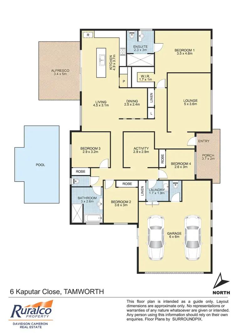 Floorplan of Homely house listing, 6 Kaputar Close, Tamworth NSW 2340