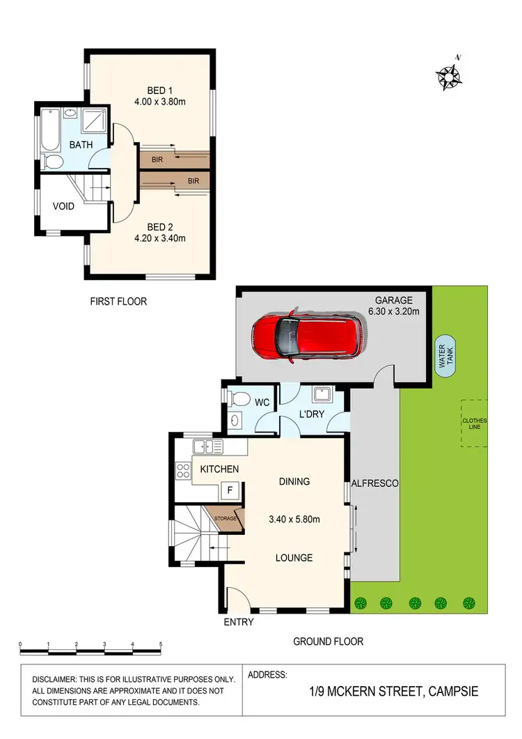 Floorplan of Homely townhouse listing, 1/9 Mckern Street, Campsie NSW 2194