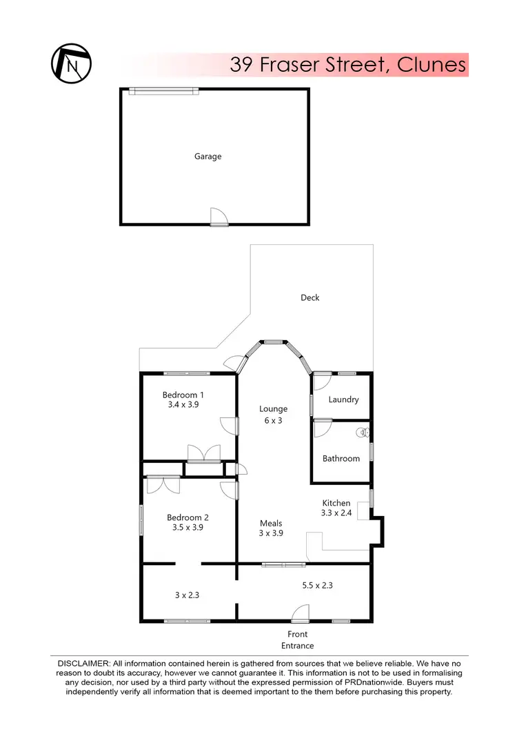 Floorplan of Homely house listing, 39 Fraser Street, Clunes VIC 3370