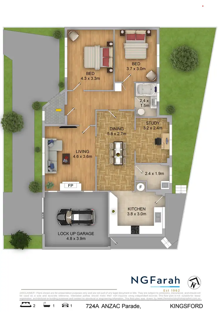 Floorplan of Homely semi-detached listing, 724a Anzac Parade, Kingsford NSW 2032
