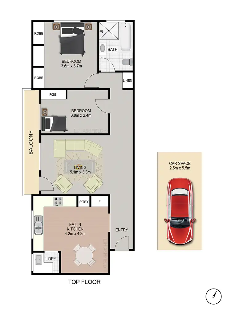 Floorplan of Homely unit listing, 8/47 Chandos Street, Ashfield NSW 2131