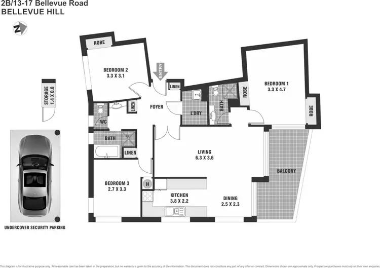Floorplan of Homely apartment listing, 2B/13-17 Bellevue Road, Bellevue Hill NSW 2023