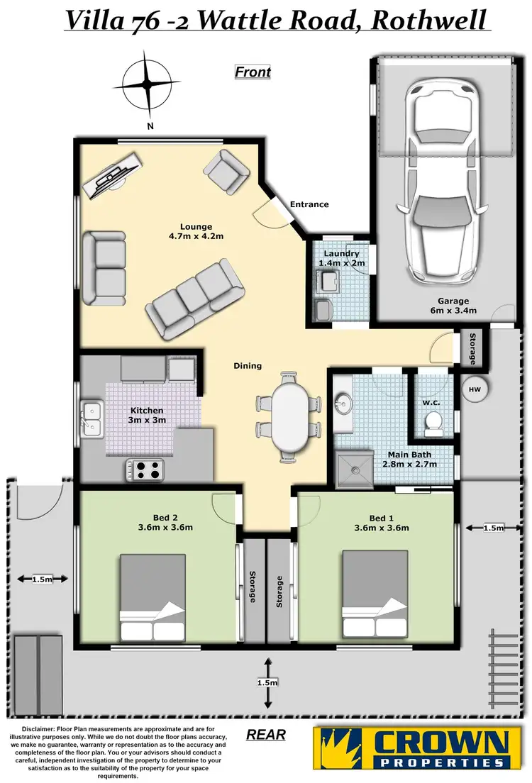 Floorplan of Homely villa listing, 76/2 WATTLE ROAD, Rothwell QLD 4022