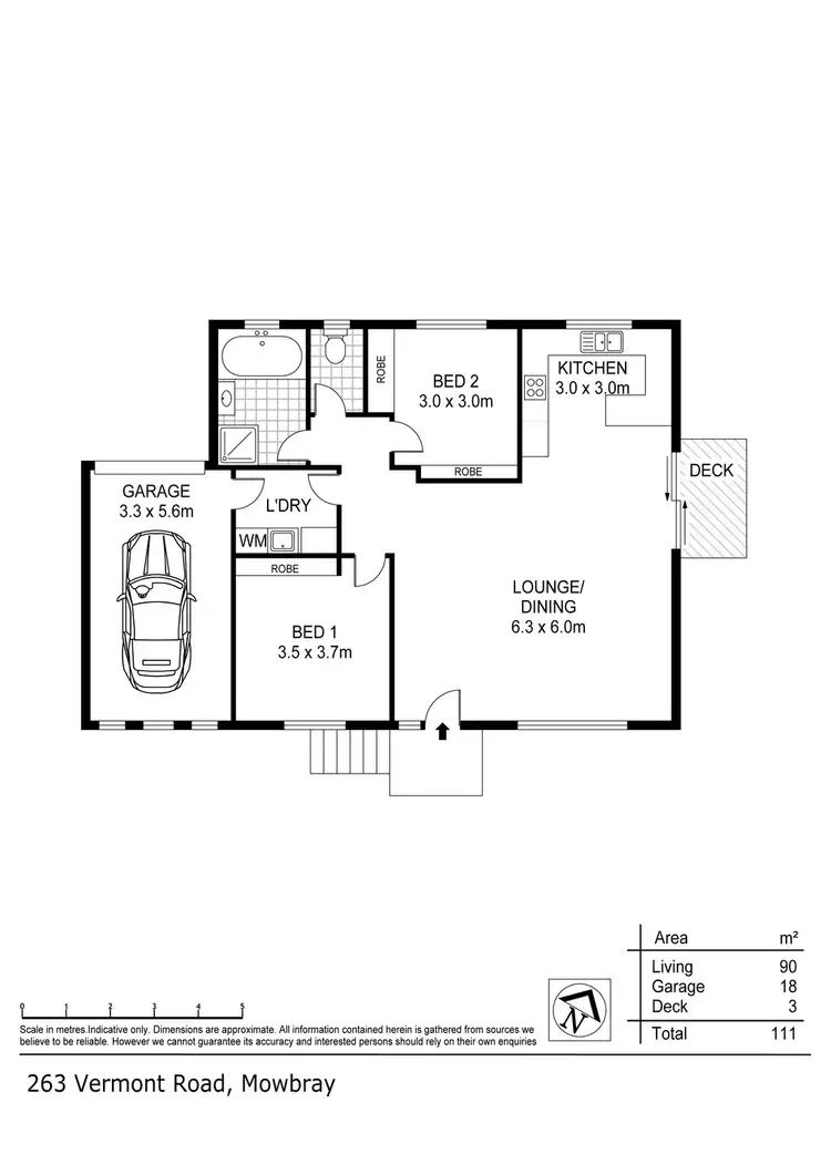 Floorplan of Homely unit listing, 1/263 Vermont Road, Mowbray TAS 7248