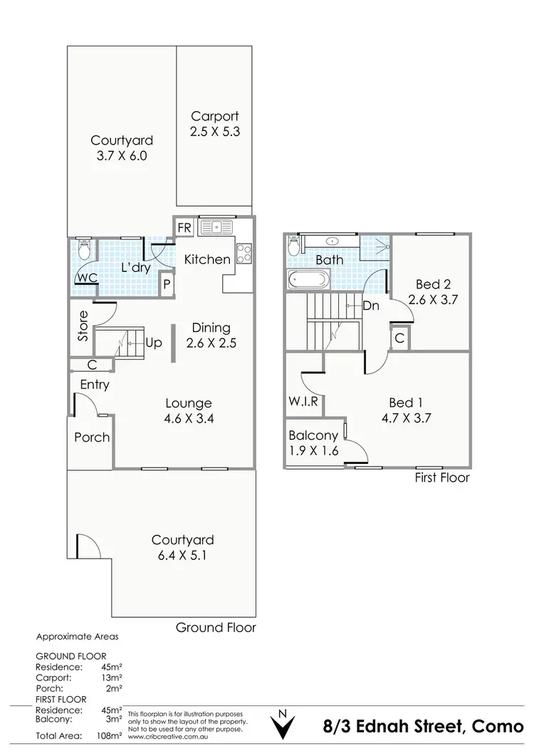 Floorplan of Homely townhouse listing, 8/3 Ednah Street, Como WA 6152