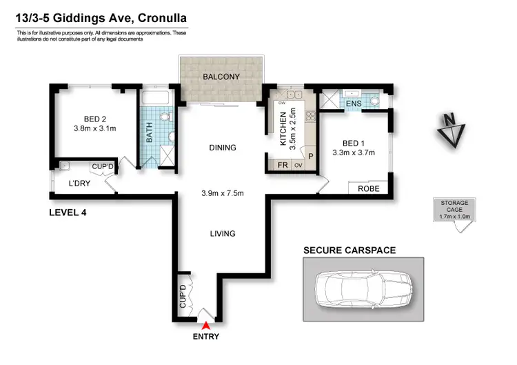 Floorplan of Homely apartment listing, 13/3-5 Giddings Avenue, Cronulla NSW 2230