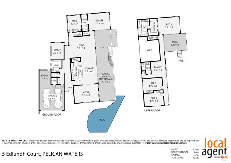 Floorplan of Homely house listing, 5 Edlundh Court, Pelican Waters QLD 4551