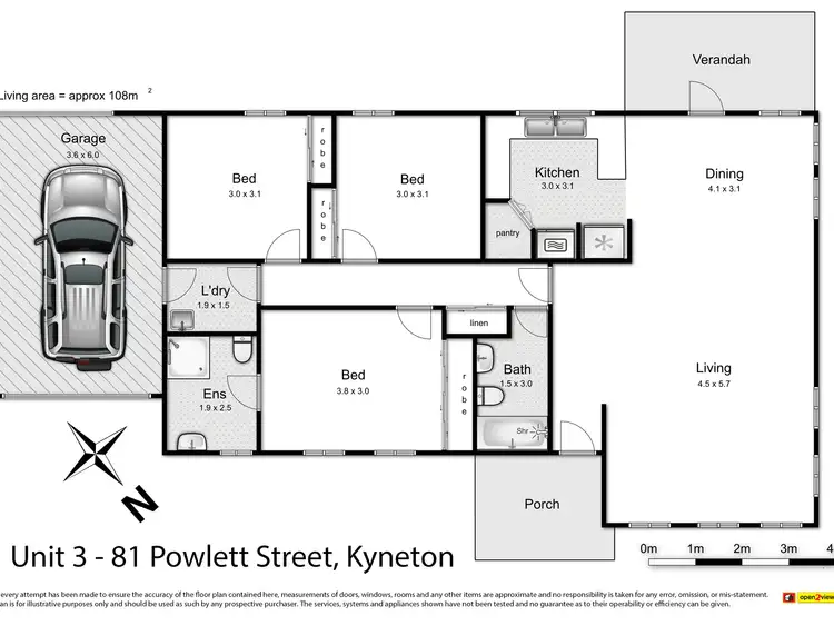 Floorplan of Homely unit listing, 3/81 Powlett Street, Kyneton VIC 3444