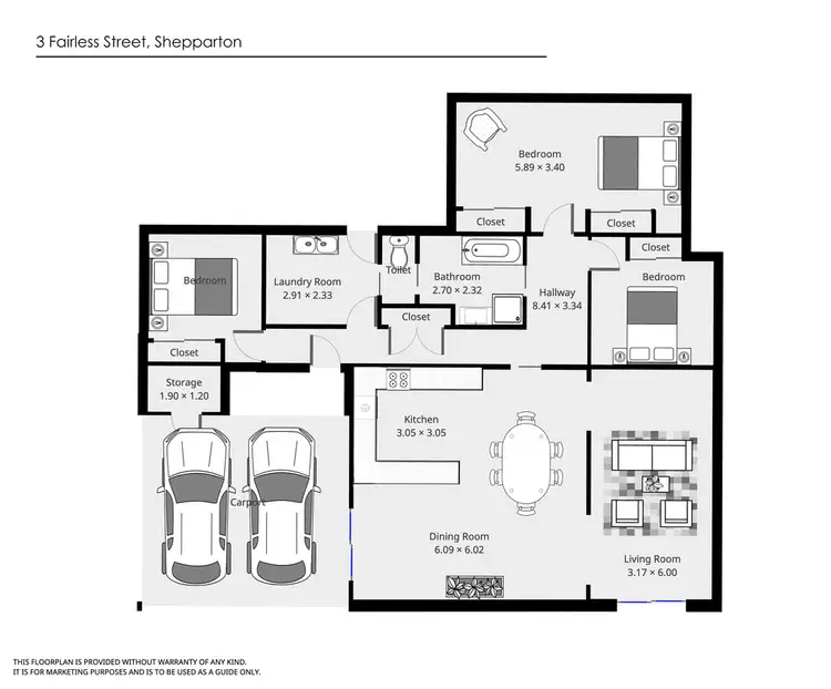 Floorplan of Homely house listing, 3 Fairless Street, Shepparton VIC 3630