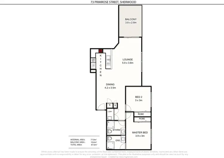 Floorplan of Homely apartment listing, 9/73 Primrose Street, Sherwood QLD 4075