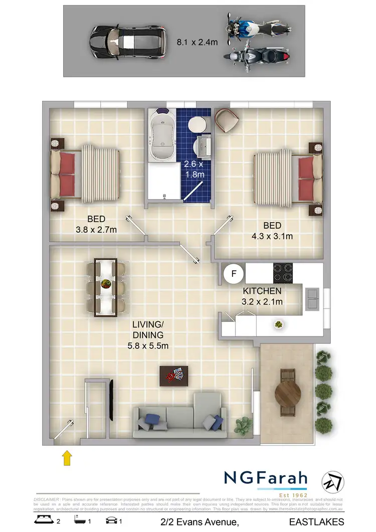 Floorplan of Homely apartment listing, 2/2 Evans Avenue, Eastlakes NSW 2018