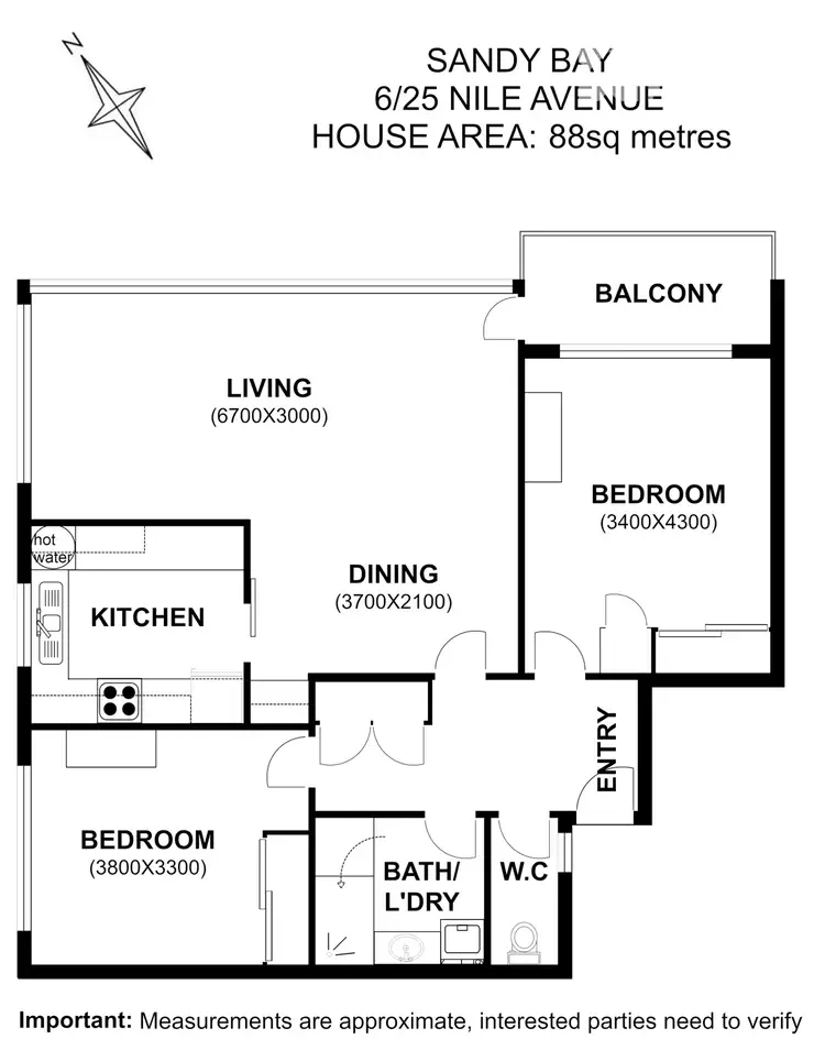 Floorplan of Homely apartment listing, 6/25 Nile Avenue, Sandy Bay TAS 7005
