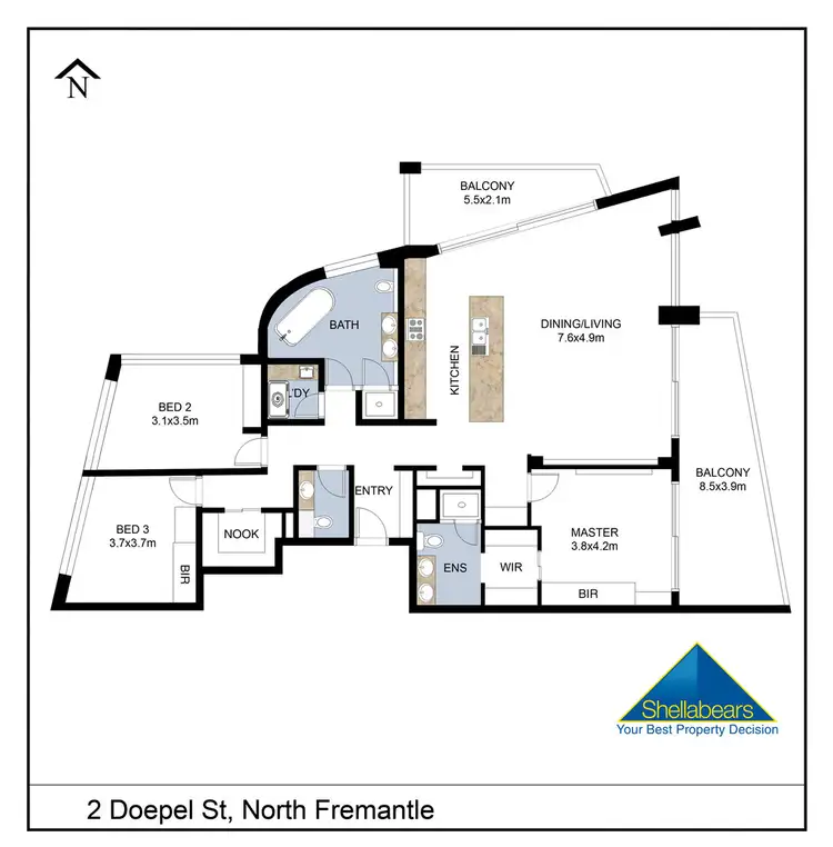 Floorplan of Homely apartment listing, 2 Doepel Street, North Fremantle WA 6159