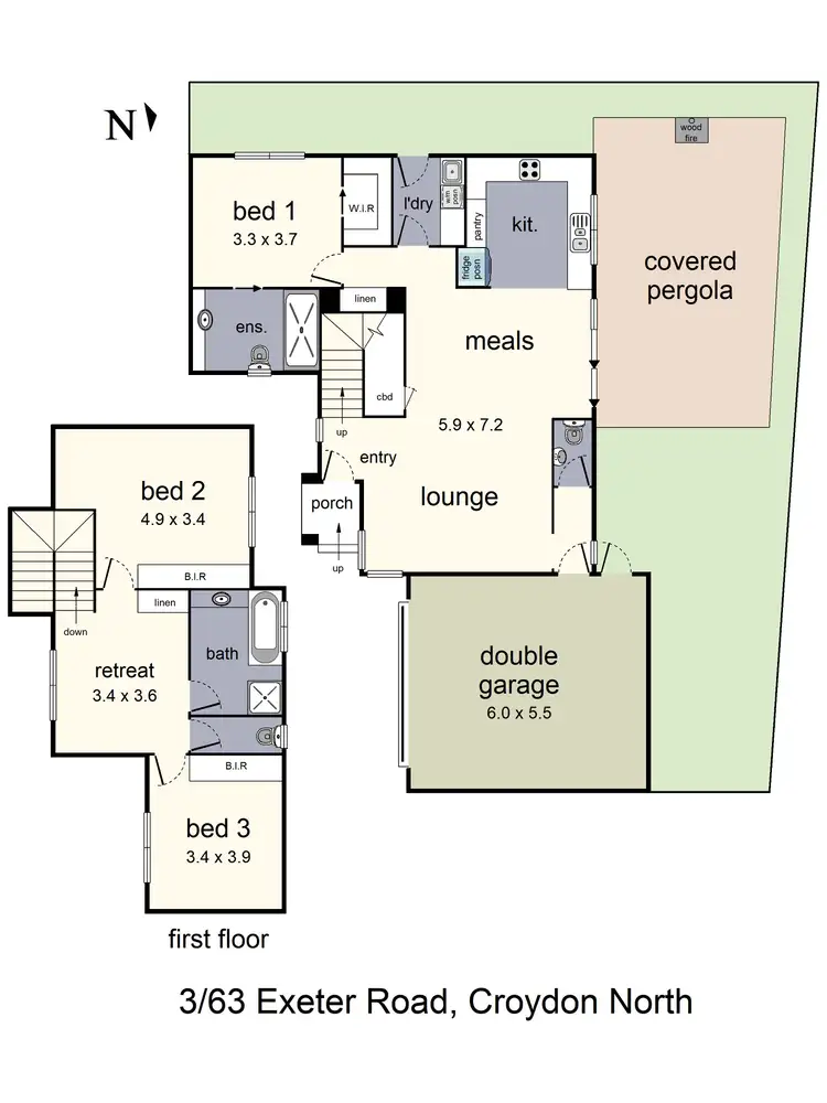 Floorplan of Homely townhouse listing, 3/63 Exeter Road, Croydon North VIC 3136