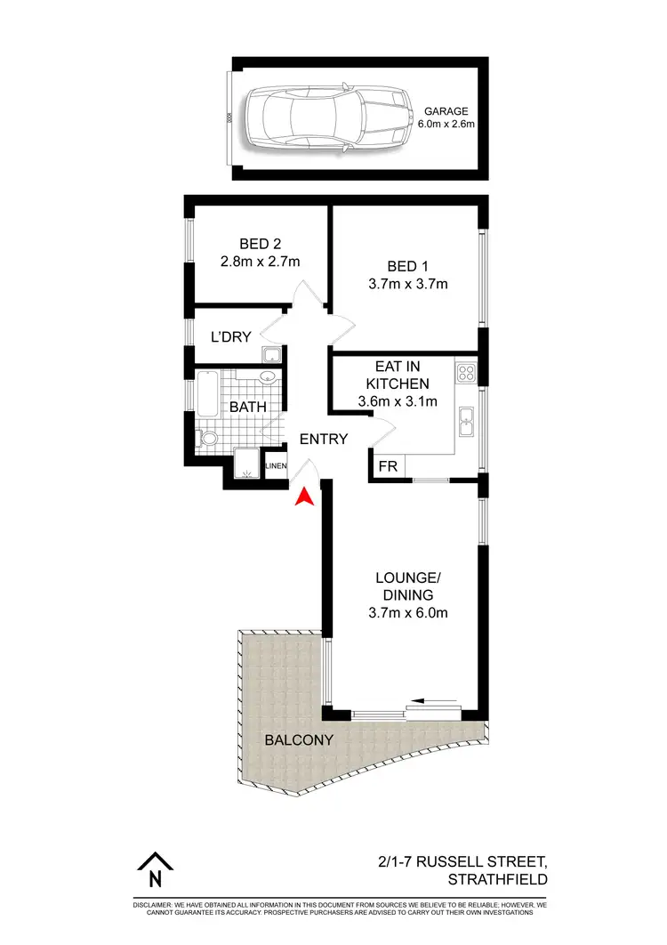 Floorplan of Homely apartment listing, 2/1 RUSSELL STREET, Strathfield NSW 2135