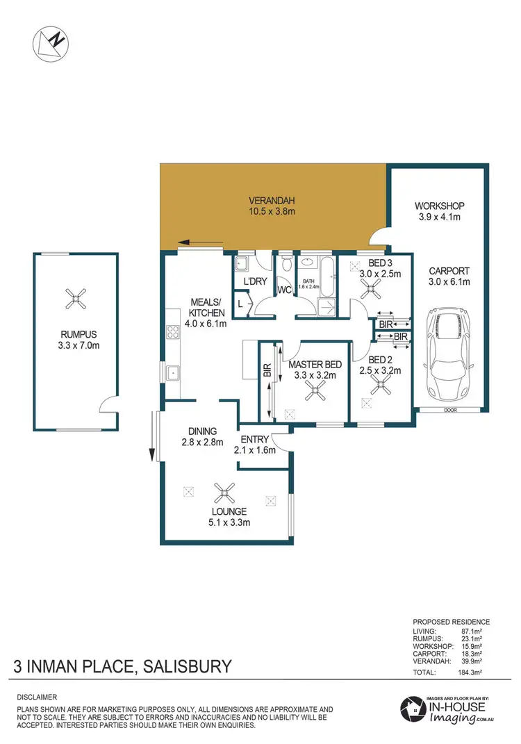 Floorplan of Homely unit listing, 3 Inman Place, Salisbury SA 5108