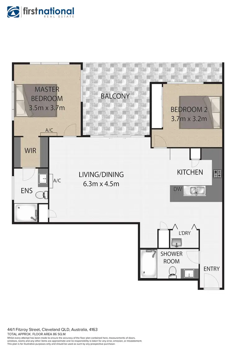 Floorplan of Homely unit listing, 44/1 Fitzroy Street, Cleveland QLD 4163