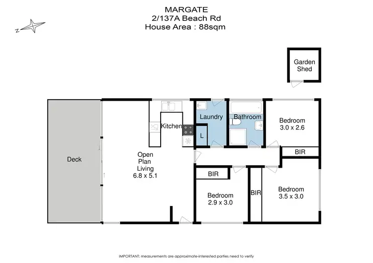 Floorplan of Homely unit listing, 2/137A Beach Road, Margate TAS 7054