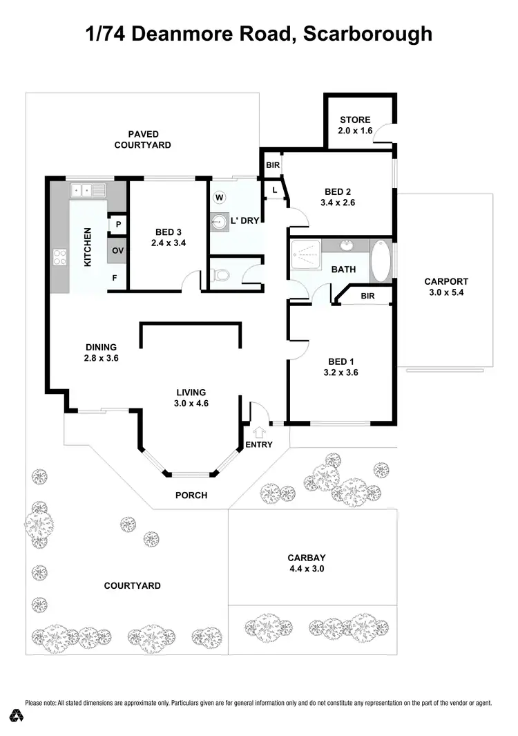 Floorplan of Homely villa listing, 1/74 Deanmore Road, Scarborough WA 6019