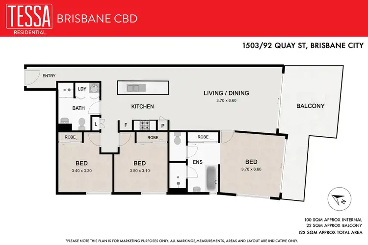 Floorplan of Homely apartment listing, 1503/92 Quay Street, Brisbane City QLD 4000