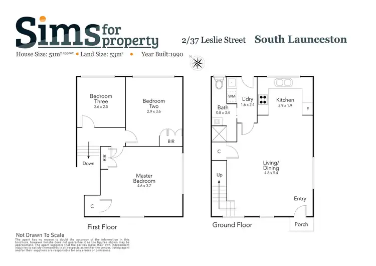 Floorplan of Homely townhouse listing, 2/37 Leslie Street, South Launceston TAS 7249