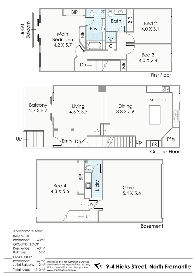 Floorplan of Homely townhouse listing, 9/4 Hicks Street, North Fremantle WA 6159