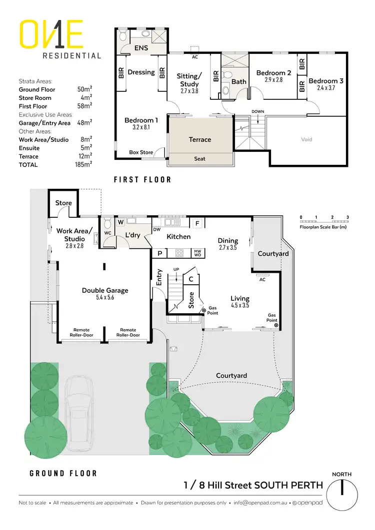 Floorplan of Homely townhouse listing, 1/8 Hill Street, South Perth WA 6151