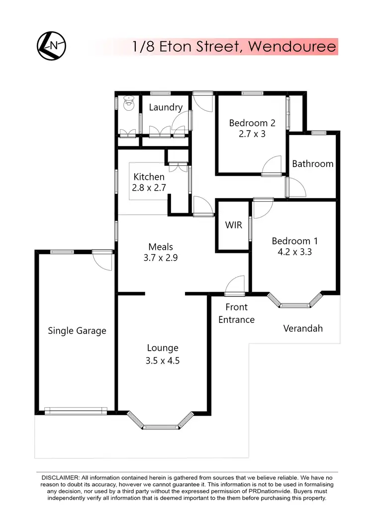 Floorplan of Homely unit listing, 1/8 Eton Street, Wendouree VIC 3355