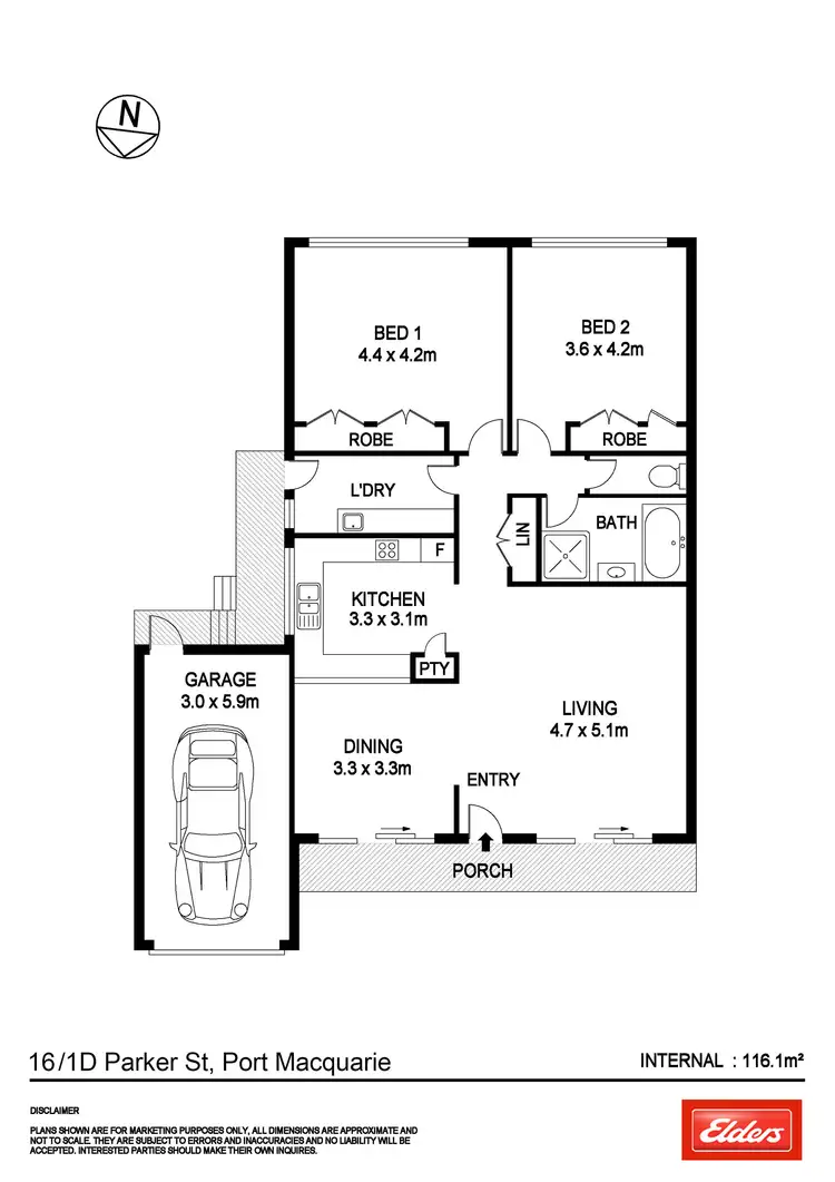 Floorplan of Homely villa listing, 16/1D Parker Street, Port Macquarie NSW 2444
