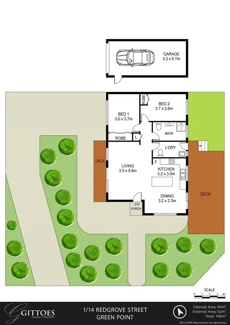 Floorplan of Homely semi-detached listing, 1/14 Redgrove Street, Green Point NSW 2251