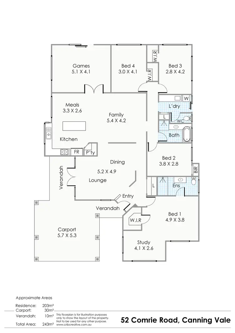 Floorplan of Homely house listing, 52 Comrie Road, Canning Vale WA 6155