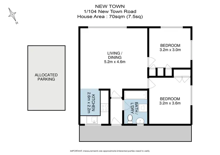 Floorplan of Homely unit listing, 1/104 New Town Road, New Town TAS 7008